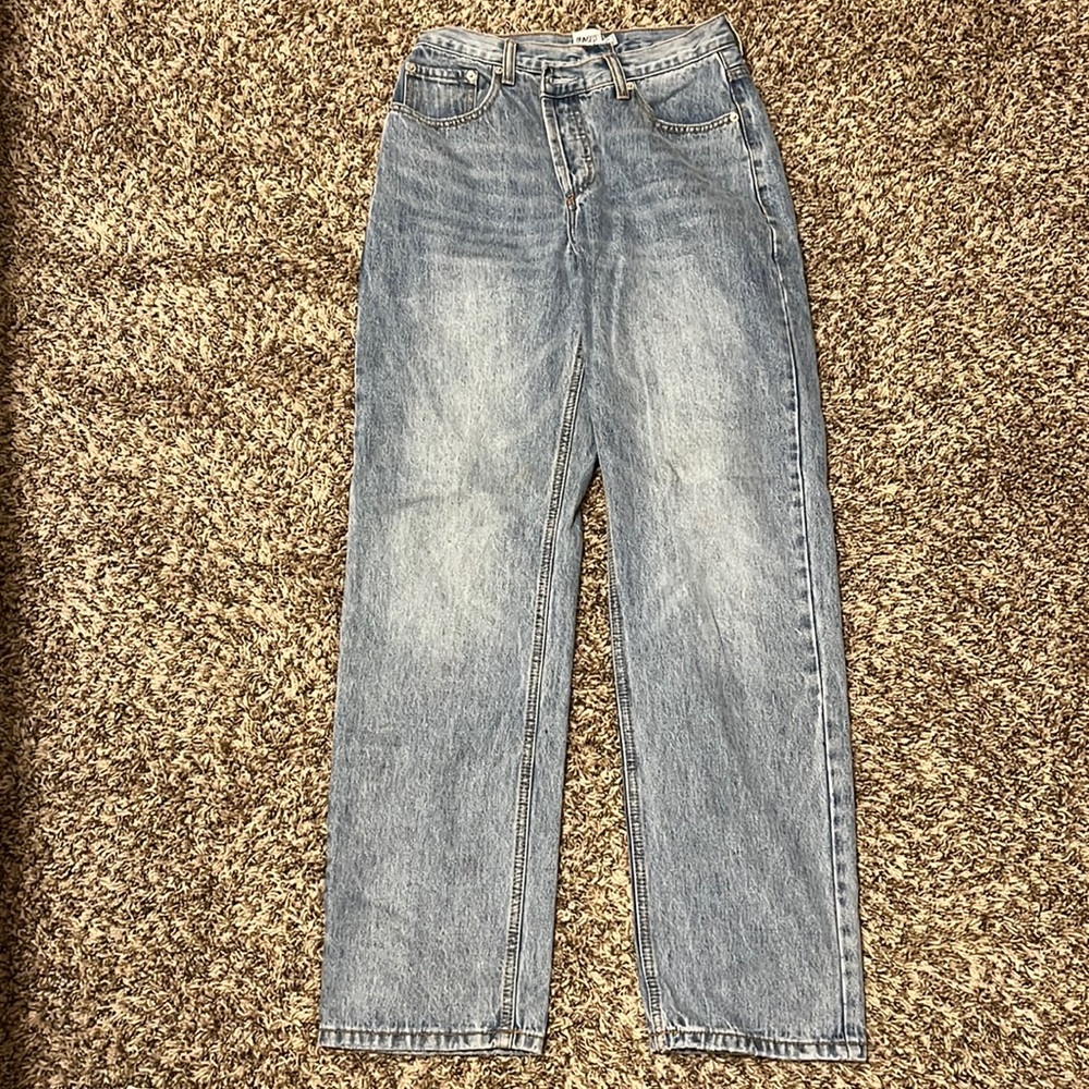 Princess Polly “Holly Asymmetric Straight Leg Jean” light denim